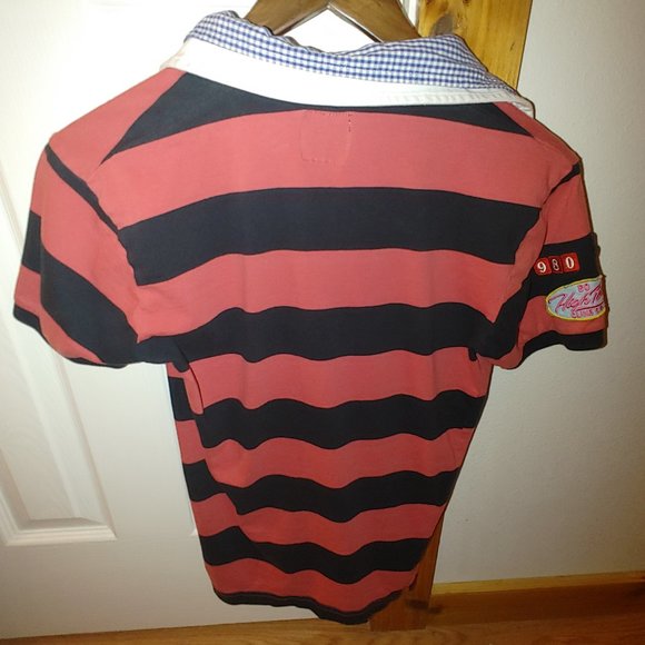 Zara Men's Striped Polo w/ Layered Collar and Patches. Very Cute. Small (S) - Picture 4 of 5